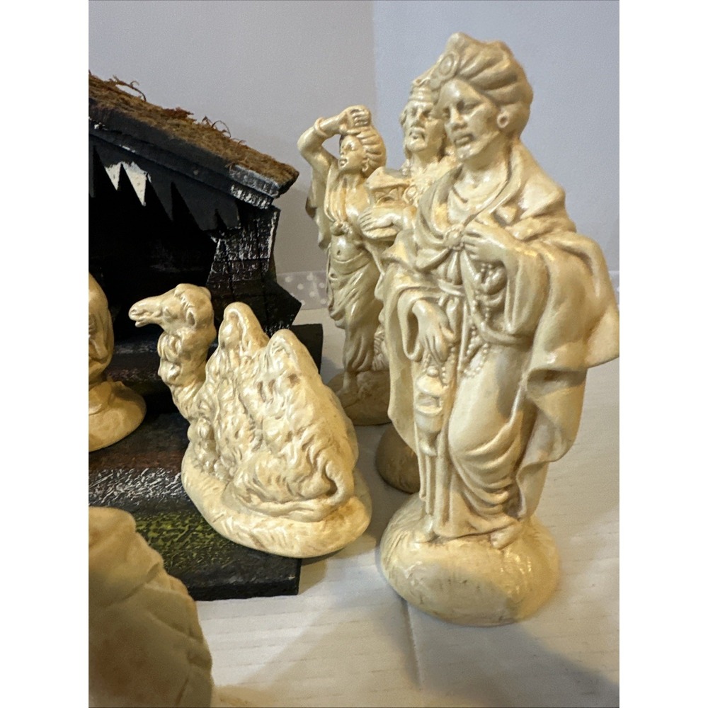 Vintage Atlantic Mold Ceramic Nativity Figures lot 18 pieces-missing Staffs - Picture 13 of 16